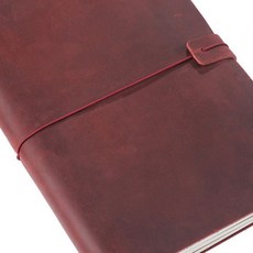 레트로 DIY 수제 정품 가죽 수첩 및 다이어리 휴대용 스케치북 교사 선물 학교 사무실 맞춤 제작, Pocket style, 06 red