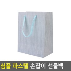 심플 파스텔 손잡이 선물백 중 블루 쇼핑백 명품 선물 종이 화분 꽃 와인 기념일