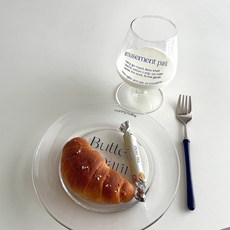 강화유리 버터 브런치 접시 예쁜접시 투명접시 레터링접시