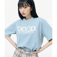 ODDSTUDIO AQO x ODSD 베이직 오버핏 티셔츠 - SKYBLUE