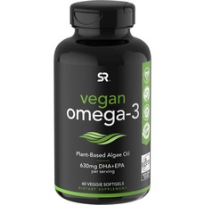 스포츠리서치 비건 오메가-3 DHA + EPA 630mg 베지 소프트젤, 60개입, 1개