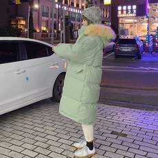 구스 다운 롱패딩 남자 여자 경량 따뜻하고 버블 오리털 롱 코트 자켓 여성용 오버사이즈 패딩 외투
