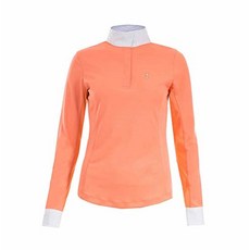 HORZE Blaire 여성용 긴소매 Nanotex 승마 라이딩 대회용 쇼 셔츠 UPF 30 자외선 차단, 6, Orange