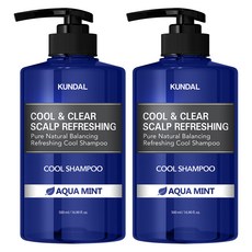 쿤달 리프레싱 쿨 샴푸 아쿠아민트향, 500ml, 2개