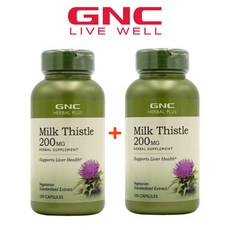 (1+1) 지엔씨 GNC 밀크씨슬 실리마린 80% 함유 지앤씨 밀크시슬 추출물 200mg 100캡슐 2팩