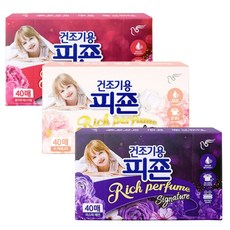 피죤 리치퍼퓸 시그니쳐 건조기용 시트 40매 X 3개, 플라워+미스틱레인+라피에스타