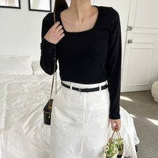 러빙 소프트 스퀘어넥 여성 긴팔 티셔츠 2color
