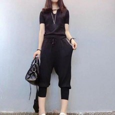 LEE642783S2582/세련된쿨원단 반팔티+반배기7부바지셋트/운동복