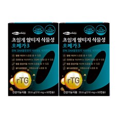 웰핏 식물성 초임계 rTG 알티지 오메가3 510mg, 60정, 2개