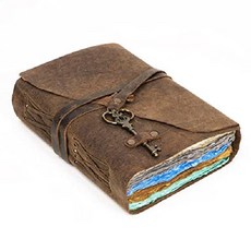 빈티지 가죽 멀티컬러 앤틱 일기장 노트 공책 필사 선물 양장 다이어리, 11.7 x 8.3인치