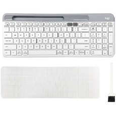 로지텍 멀티 디바이스 블루투스 키보드 + 한글키 스킨 + 청소솔 세트, 일반형, Y-R0074 / K580, 오프화이트