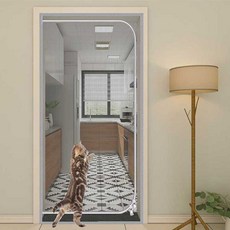 고양이 방묘문 방묘창 안전문 울타리 방충망 펫도어, 고양이방묘문-그레이_3XL(130*220cm)