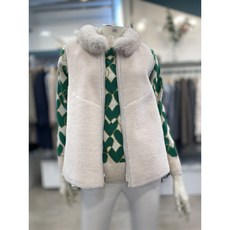 안지크 여성 폭스 배색 양모 조끼AG4FV5930