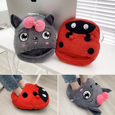 런던키즈 캐릭터 발난로 실내화 털신발, 곰베이지