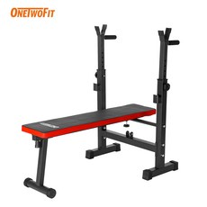 OneTwoFit 역기벤치 각도조절 접이형 벤치프레스 복부운동 헬스 운동기구, 블랙/레드