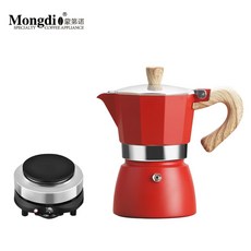 원두커피 드립포트 커피 핸드드립 주전자 핸드드립 풀세트 필더 커피주전자 드립머신 가정용, 1개, 모카포트3인분레드150ml+전열로