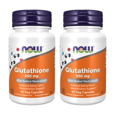 NOW Foods 나우푸드 환원형 글루타치온 250mg 60캡슐, 60정, 2개