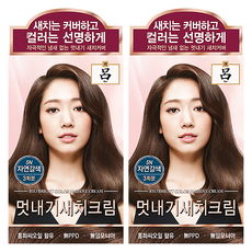 려 우아채 멋내기 새치크림 염색약 1+1 뿌리염색 쉬운염색 새치커버, 5N 자연갈색, 2개