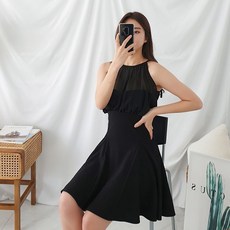 글램디브 쉬폰 홀터넥 A라인 원피스