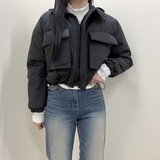 VANANA2 여성 루즈핏 포켓 스트링 숏패딩 1color