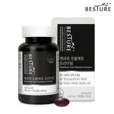 베스처 전립선 건강 쏘팔메토 옥타코사놀 600mg 180캡슐 6개월분 7중복합기능 미국직수입 전립선영양제 비타민E, 1박스