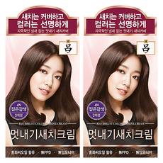 려 우아채 멋내기 새치크림 염색약 1+1 뿌리염색 쉬운염색 새치커버, 4N 짙은갈색, 2개