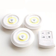 보오누 부착형 무선 롱거라이트 LED 퍽라이트 조명 [조명6개+리모컨2] + 멀티스카프(1P 랜덤), 롱거라이트(화이트 주백색 2P)