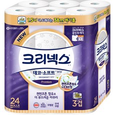 크리넥스 3겹 데코 앤 소프트 화이트 와이드 화장지 38m, 24롤, 1개