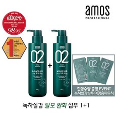 아모스 녹차실감지성 샴푸 1+1 SET 탈모완화 머리빠짐, 2개