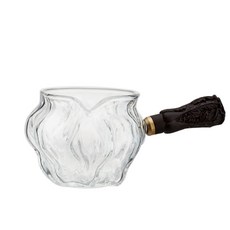 박림 흑단목 손잡이 호두형 유리 공도배 GZBL-021, 혼합 색상, 280ml