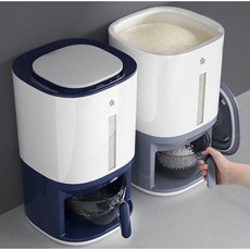 크라운 SR 계량 밀폐 원터치 쌀통 10~12kg 쌀독 쌀 보관통 식약청 검사완료, 밀폐 쌀통-네이비