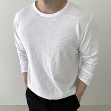 데로샵 남성용 RS 라운드 기본 슬라브 긴팔 티셔츠