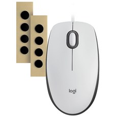로지텍 M100R 유선 마우스 M-U0026 + 마우스 피트 2p 세트, M-U0026(마우스), 화이트(마우스)