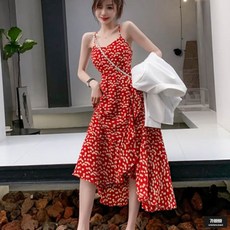 가바바 여성 뷔스티에 원피스 강렬한 레드 플라워 패턴이 고급진 뷔스티에 롱원피스 G51906