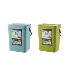 브랜드미 다용도 음식물 쓰레기통 3L 5L 부착형 걸이형, 블루3l