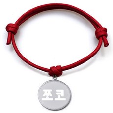 펫츠룩 굿모닝 레드 반려견 목걸이 M + 메탈원형 팬던트 S, 실버(쪼코), 1개