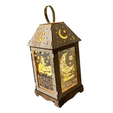 WJSHOP Eid 라마단 교수형 랜턴 나무 책상 조명 축제 크리스마스 장식, 10.7x10.7x23cm, 목재, C