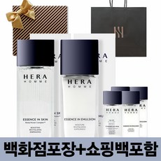 정품 헤라 옴므 에센스 베이직 스페셜 2종 세트 남성 스킨 로션 (선물포장+쇼핑백 증정), 옴므 베이직 2종 (샘플4p+백화점포장+쇼핑백)