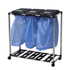 센스2030 재활용 분리수거함 3칸 1단, 블랙, 1개