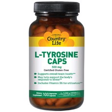 Country Life L-타이로신 캡스 500mg 베지테리언 캡슐, 100개입, 1개