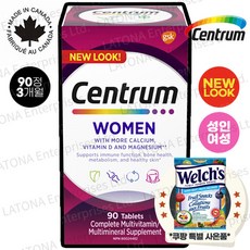 센트룸 캐나다 내수용 100% 정품 Centrum 90정 250정 대용량 4종 50+ 실버포우먼 실버포맨 맨 우먼 여성 남성 종합 멀티비타민 캐나다현지 소싱 검수 직배송 [라토나], 성인 여성 x 90정(3개월분)