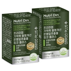 뉴트리딘 프리미엄 기억력 혈행개선 은행잎추출물 징코 플러스 2개입, 2개, 60정