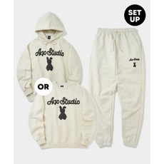 AQOstudiospace 기현 PICK SET(맨투맨OR 후드 선택) 버니 베어 셋업 오트밀 BUNNY BEAR SET UP OATMEAL YE
