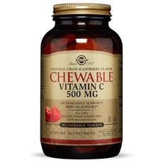 솔가 비타민 C 500mg 내추럴 크랜-라즈베리 츄어블 타블렛 글루텐 프리, 90개입, 1개