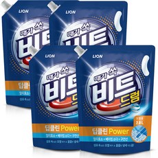 비트 딥클린파워 액체세제 파우치형 드럼용, 2L, 4개