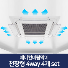 리빙홈데코 에어컨바람막이 천장형 시스템 벽걸이형 윈드바이저 풍향조절장치, 에어컨바람막이 천장형 4way4개 set