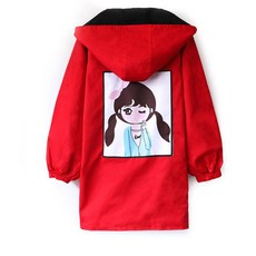 봄 가을 여아 유아동 쥬니어 양면후드롱코트 점퍼 후드트렌치코트 바람막이 자켓