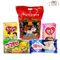 [간식팩토리] 크리스마스 싼타리스 파우치 과자 선물세트 4종 6세트 산타양말, (쿠키4종) 6개 x 1세트