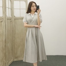 로망 핀탁 카라 a라인 반팔 루즈핏 여름 롱원피스