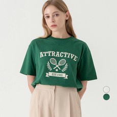 ELLE PARIS 레귤러핏 그래픽 반팔 티셔츠 Tennis